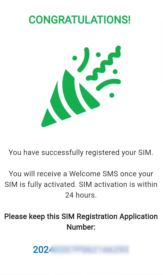 phone registration of tnt sim 